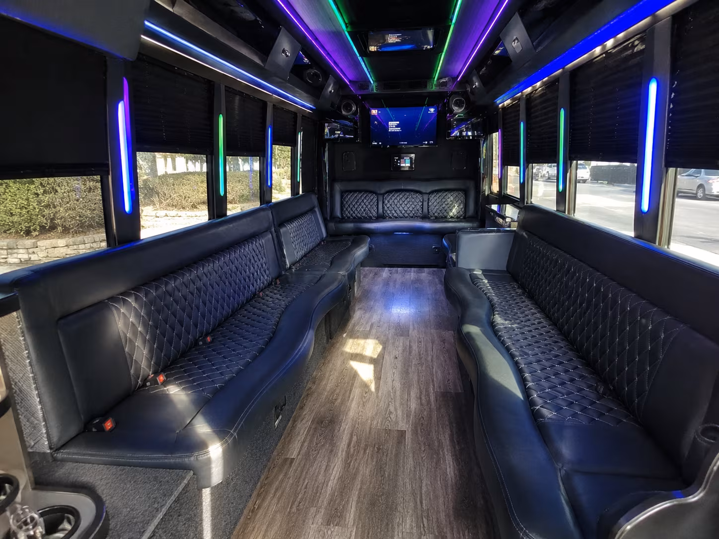 chicopee 15 passenger party bus interior