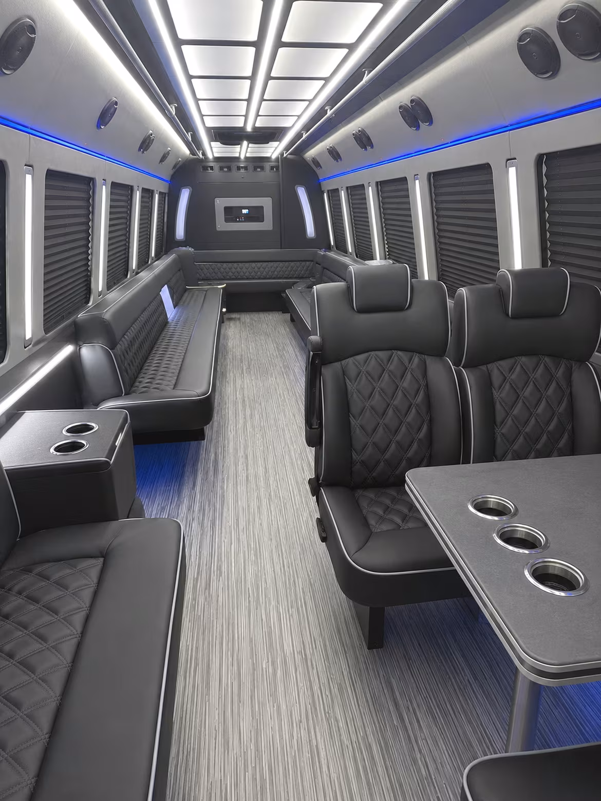 chicopee 25 passenger party bus inside