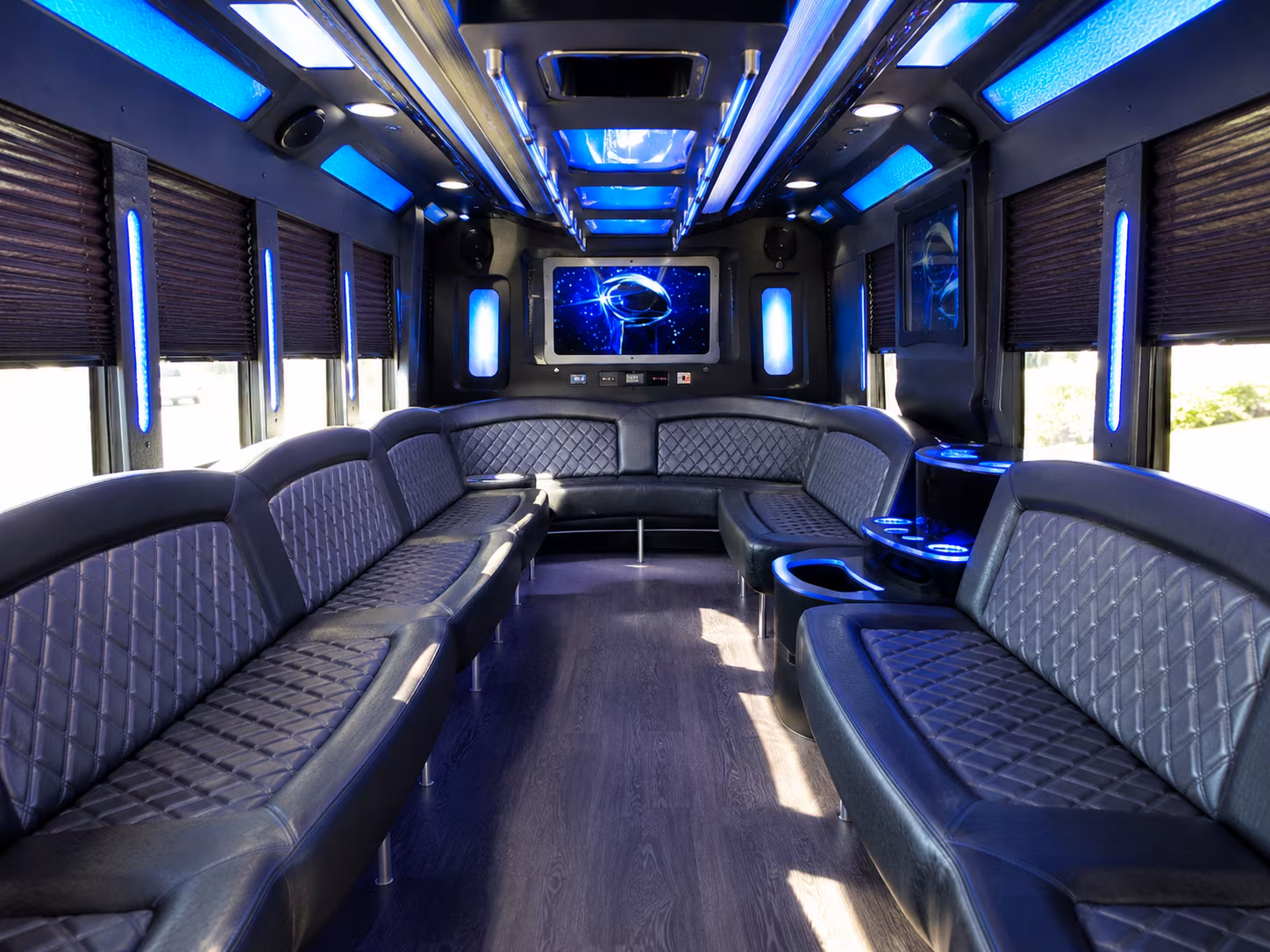 chicopee 28 passenger party bus inside