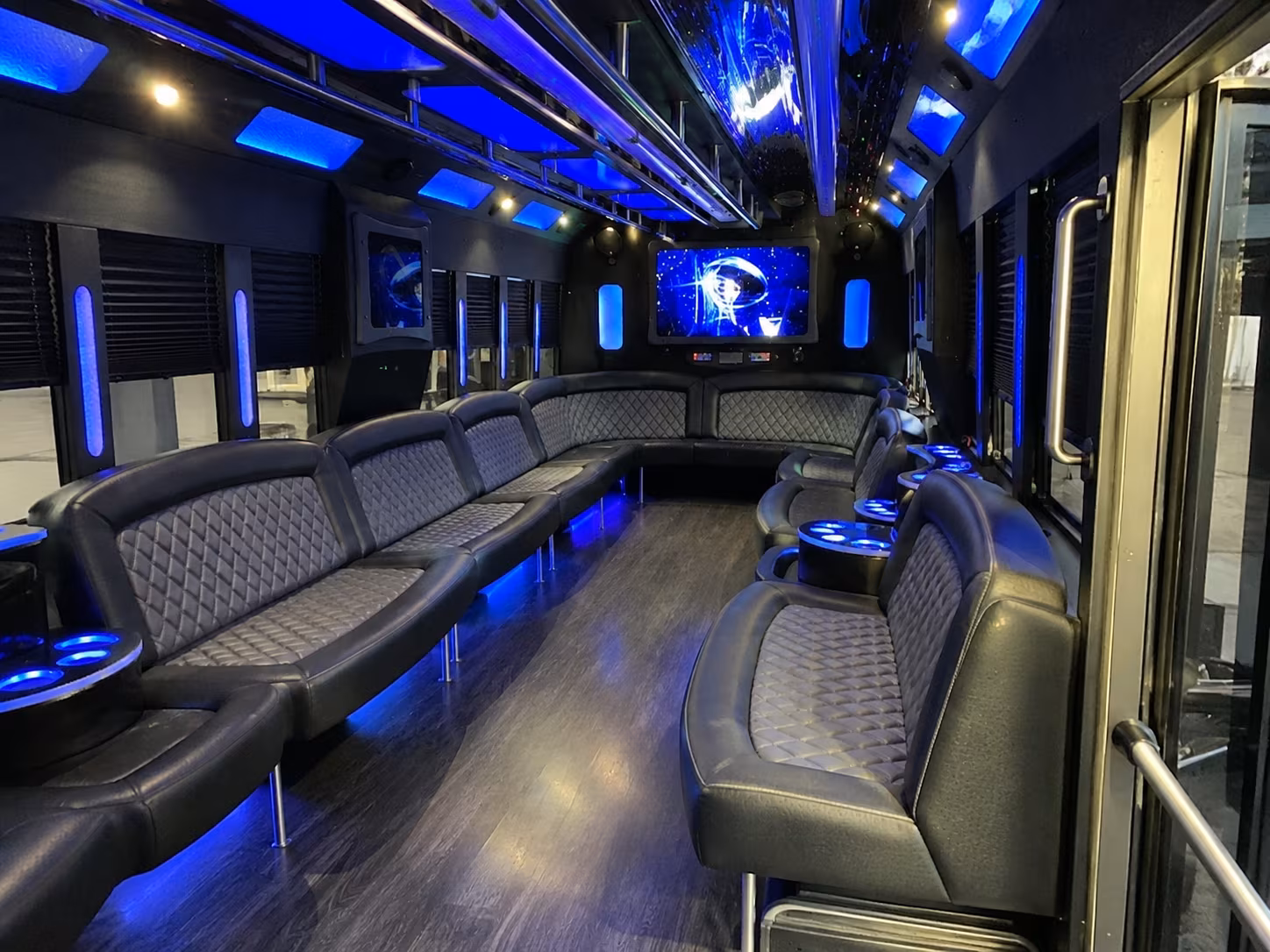 chicopee 28 passenger party bus interior