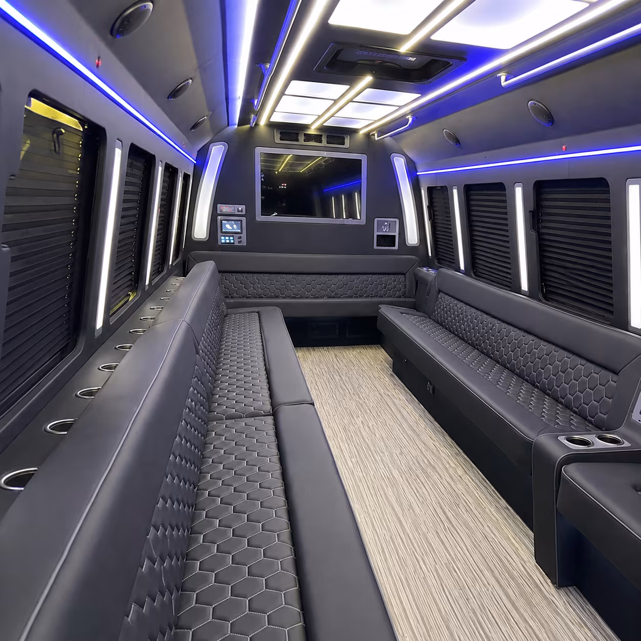 chicopee 40 passenger party bus inside
