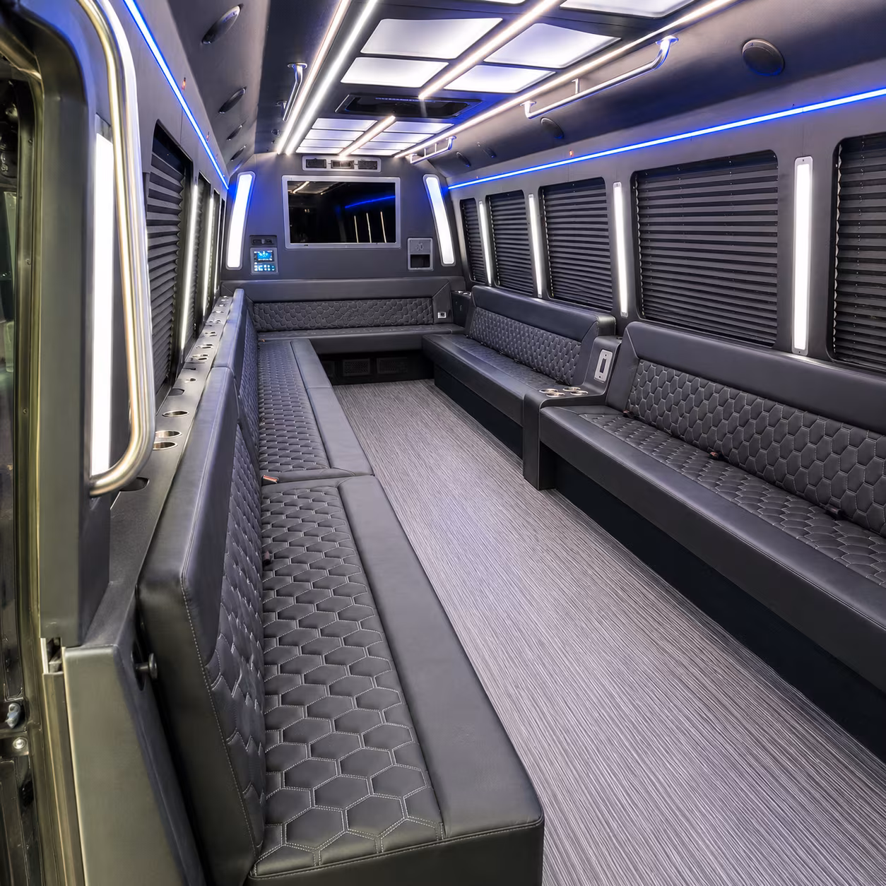 chicopee 40 passenger party bus interior