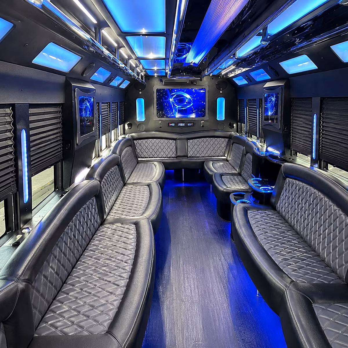 chicopee 50 passenger party bus interior